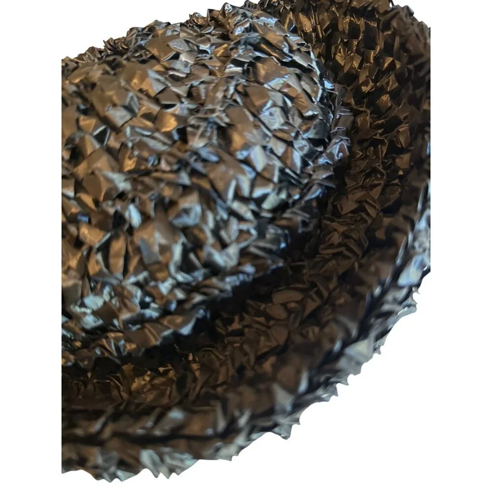 Vintage 60's Retro‎ Black Woven Straw Hat Bow Detail Original Box